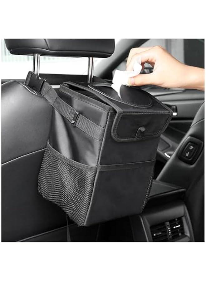 HOOKOR Car Trash Can with Lid - Car Trash Bag Hanging with Storage Pockets Collapsible and Portable Car Garbage Bin (46-02)  - Image 1