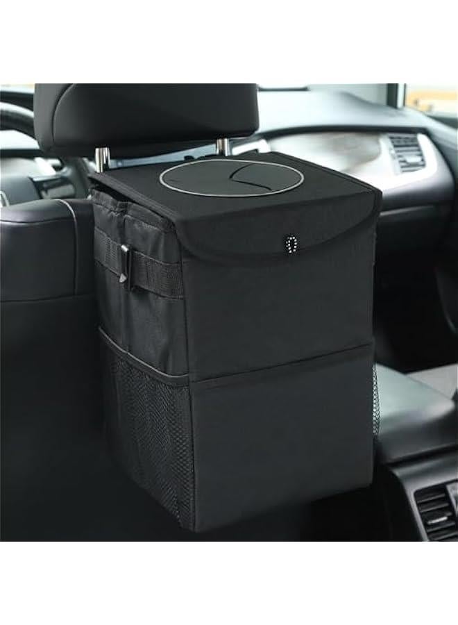 HOOKOR Car Trash Can with Lid - Car Trash Bag Hanging with Storage Pockets Collapsible and Portable Car Garbage Bin (46-02)  - Image 2