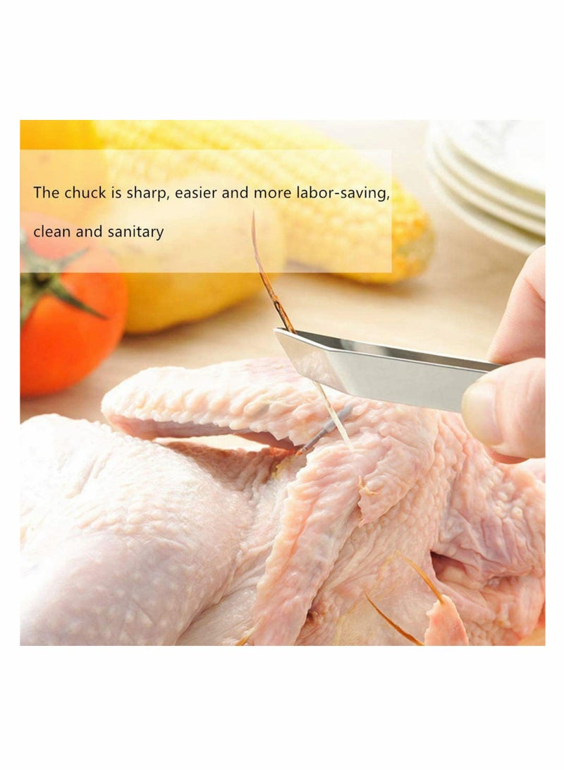 SOLARAE 2 Pieces Fish Bone Tweezers Set Includes Stainless Steel Tongs Tweezers Fish Scale Scraper Removers Flat and Slant Tweezers Pliers for Chef Cooking Utensils, Sea Food, Beauty Tools - Image 4