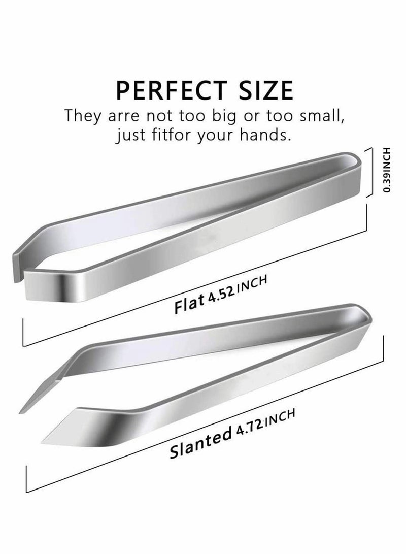 SOLARAE 2 Pieces Fish Bone Tweezers Set Includes Stainless Steel Tongs Tweezers Fish Scale Scraper Removers Flat and Slant Tweezers Pliers for Chef Cooking Utensils, Sea Food, Beauty Tools - Image 2