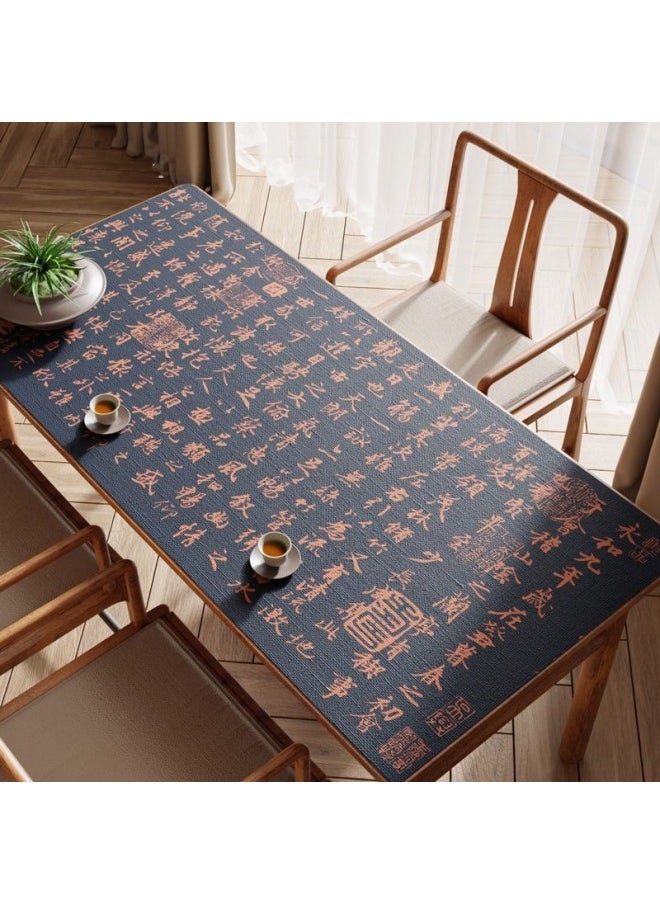 ماركة غير محددة - Lanting Collection مفرش طاولة من الجلد الصيني على الطراز الصيني مفرش طاولة بخط زن بساط كتابة مقاوم للماء بساط شاي للدراسة - اللون: 90*150 سم-النمط: A6137 مقدمة إلى Lanting-lan - Image 1