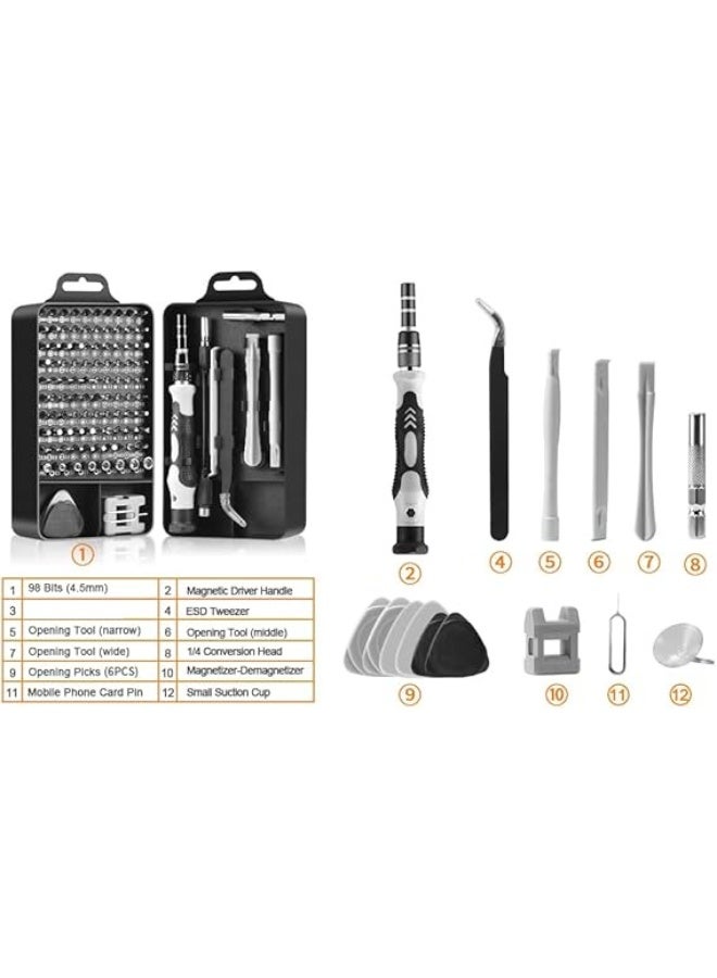 مجموعة مفكات دقيقة 115 في 1، مجموعة أدوات إصلاح الإلكترونيات مع رأس مغناطيسي مرن لهاتف، ماك، كمبيوتر، ساعة، وحدة تحكم، جرس باب، أدوات إلكترونية - Image 4