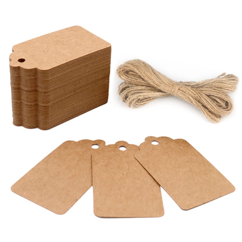 G2PLUS 100PCS Kraft Paper Gift Tags with String 2816 in Blank Gift Tags Marking Price Tag Writable Hanging Label Present Name Tag for Gift Wrapping Gift Bags Holiday Arts  Crafts