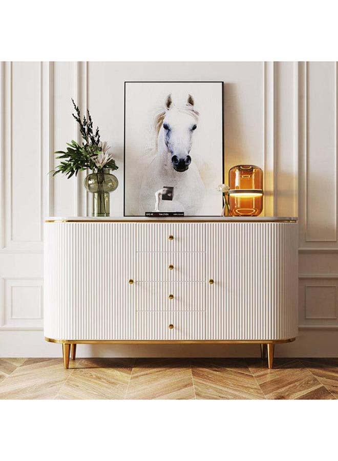 Al Home Elegant Wood and Marble Console Table By Alhome