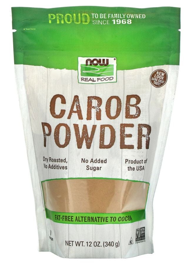 now مسحوق الخروب من ريل فود 12 أونصة (340 جرام)