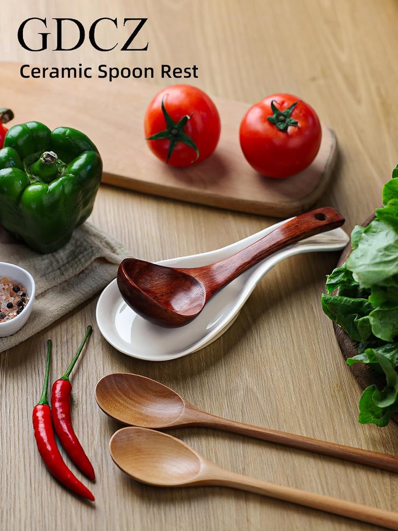 GDCZ Porcelain Spoon Rest - Large Spoon Holder Utensil Rest for Kitchen Counter Stove Top, Dishwasher Safe (White) - Image 5