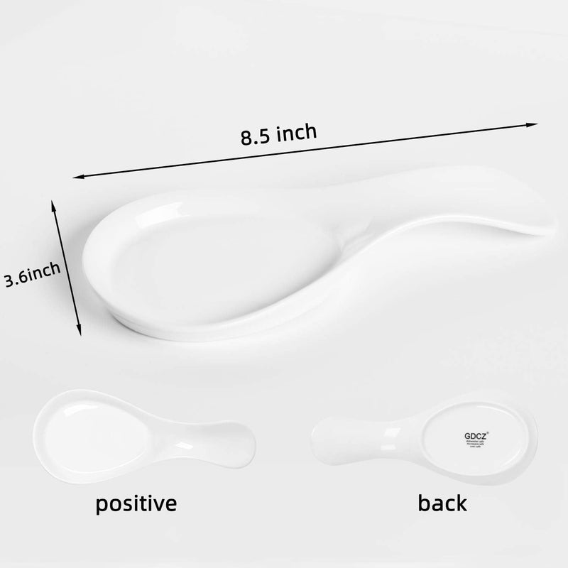 GDCZ Porcelain Spoon Rest - Large Spoon Holder Utensil Rest for Kitchen Counter Stove Top, Dishwasher Safe (White) - Image 2