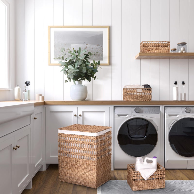 Seville Classics Premium Natural Handwoven Portable Laundry Bin Basket with Carrying Handles, Household Storage for Clothes, Linens, Sheets, Rattan, 3-Piece Hamper Set - Image 2