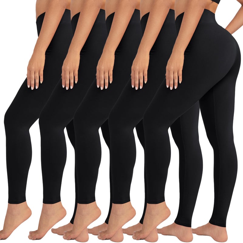 VALANDY Creamlush Black Leggings for Women High Waist Yoga Pants Stretch Tummy Control Tights Athletic Workout Running - Image 1