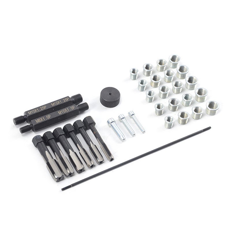 33PCS Glow Plug Thread Repair Kit, Steel Thread Repair Tool Cylinder Head Glow Plug Tap Thread Re-threading Repair / Restore Tool Set - Image 2