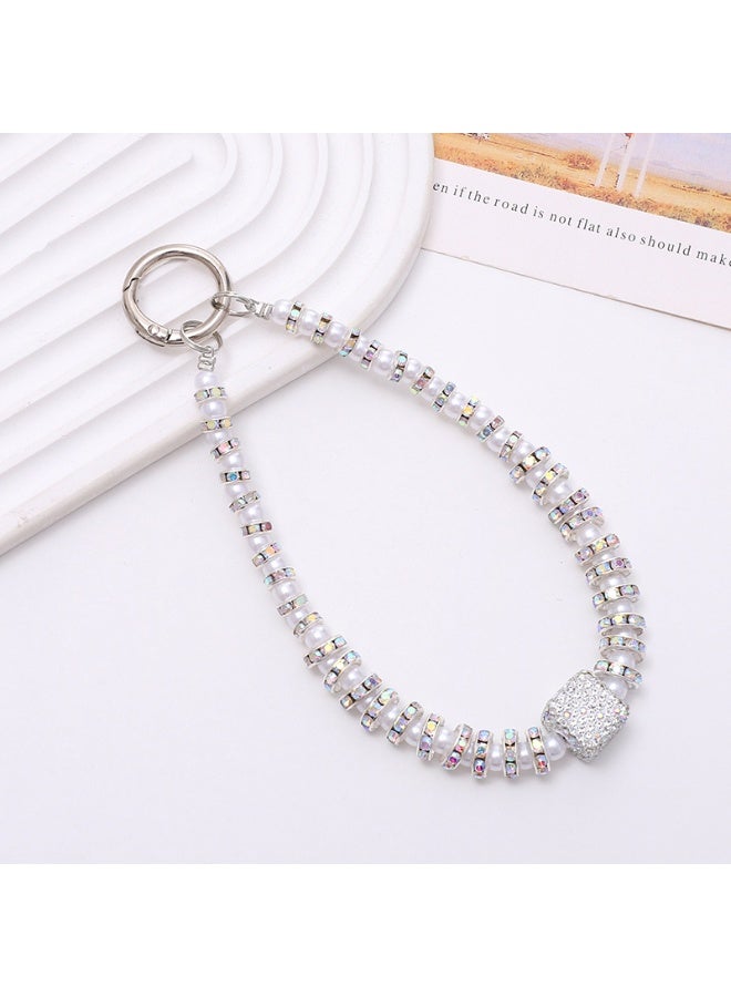 NIBEMINENT Super Cute Beaded Phone Charm – Trendy Phone Chain Wrist Strap, Shining Beads Chain Lanyard for Cell Phone