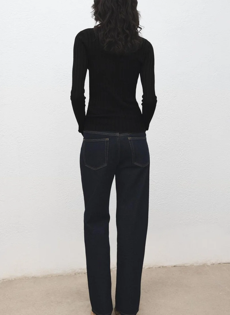 MANGO Boat neck ribbed sweater