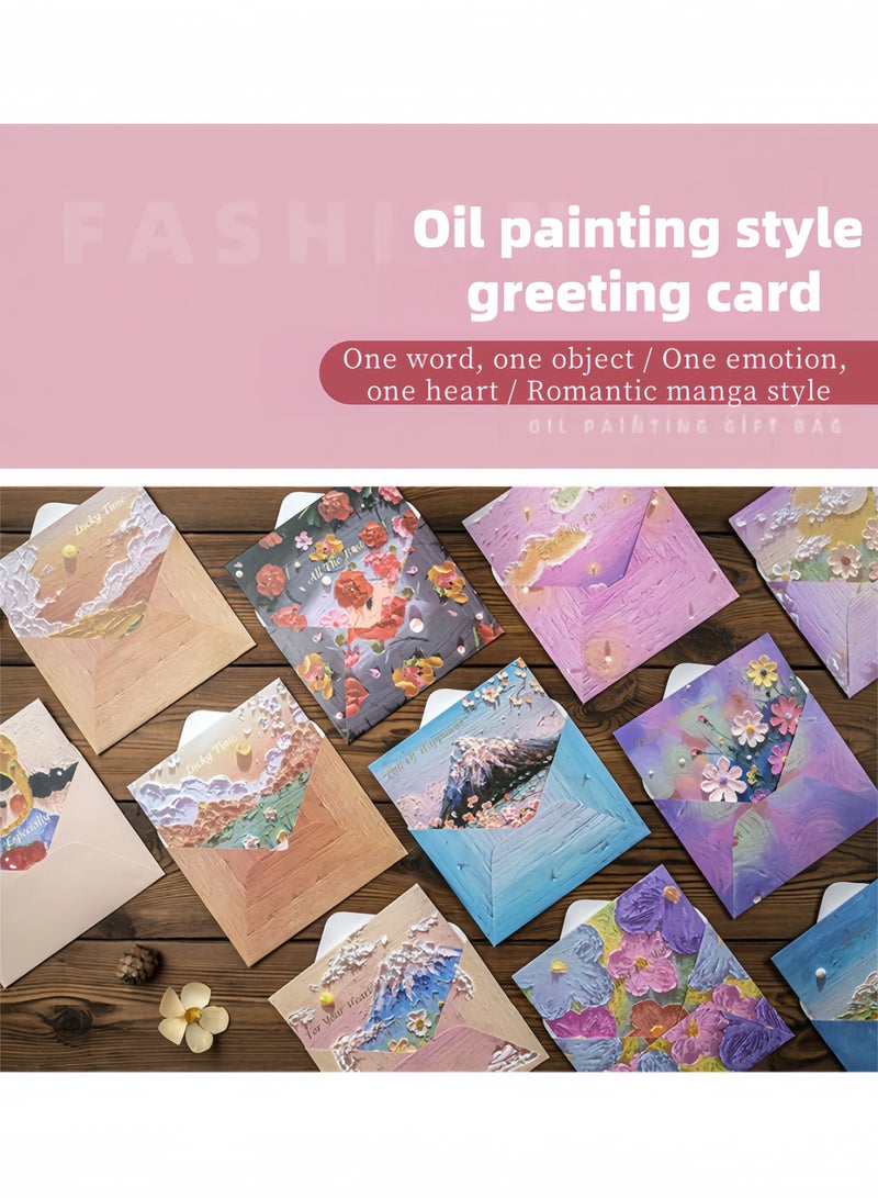 لغة ٥ قطع من بطاقات التهنئة بأسلوب الرسم الزيتي، بطاقة بريدية بأسلوب الرسم اليدوي، بطاقة تهنئة رومانسية ومريحة لأعياد الميلاد والحفلات والتجمعات والهدايا وتعبير عن المودة (وردة) - Image 4