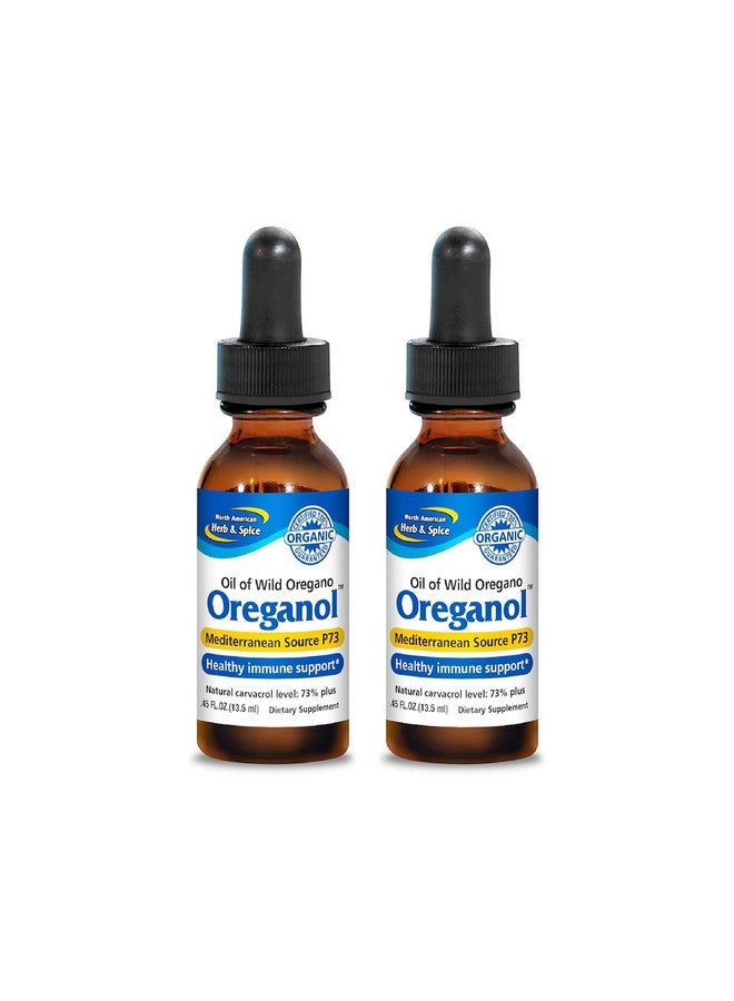 NORTH AMERICAN HERB & SPICE Oreganol - 0.45 fl oz, Pack of 2 - Unprocessed, Wild, Organic Oregano Oil - Mediterranean Source P73 - Non-GMO - 388 Total Servings - Image 1
