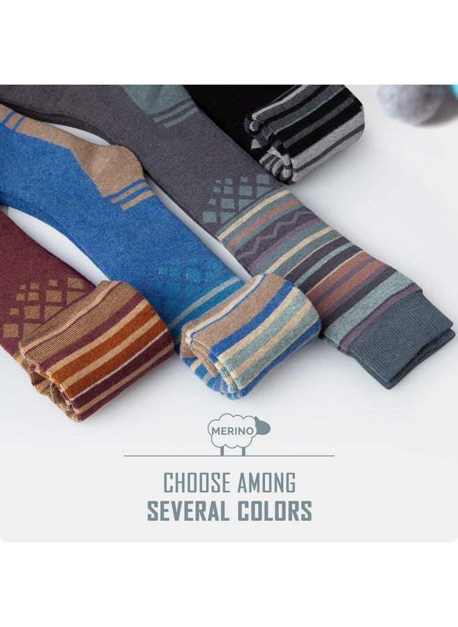 OutdoorMaster OutdoorMaster Ski Socks 3-Pack Merino Wool, Over The Calf Non-Slip Cuff for Men & Women, Black Blue Grey, M  - Image 5
