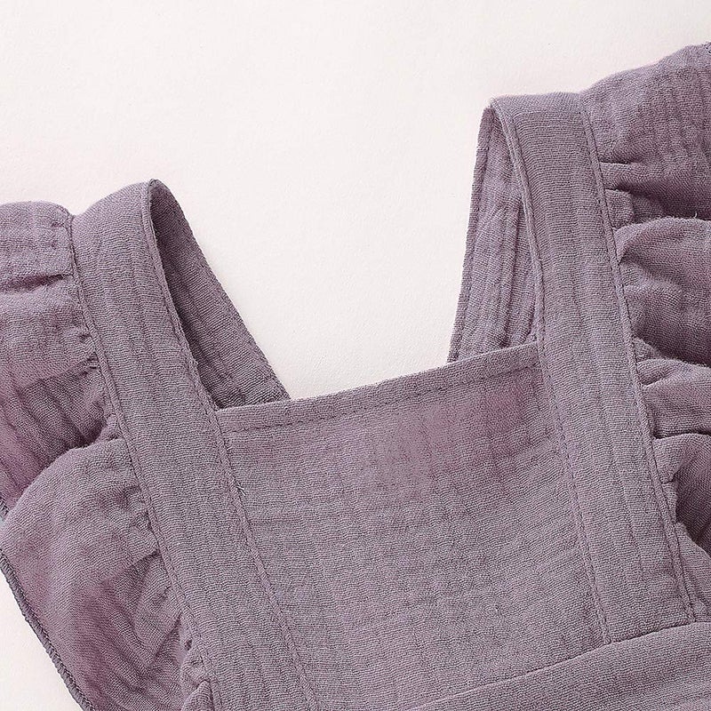 Douhoow Newborn Baby Girls Romper Ruffle Jumpsuit Bodysuit One-piece Cotton Linen Outfits Clothes (Purple, 0-3 Months) - Image 5
