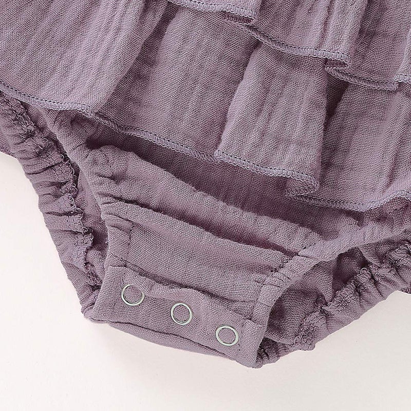 Douhoow Newborn Baby Girls Romper Ruffle Jumpsuit Bodysuit One-piece Cotton Linen Outfits Clothes (Purple, 0-3 Months) - Image 4