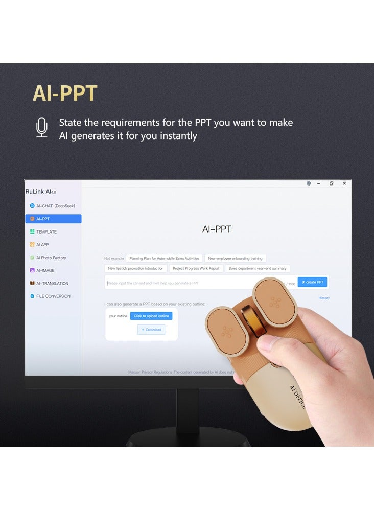 Luttec AI Wireless Mouse, 4000 Adjustable DPI, Multilingual Voice Typing & Translation, AI Chat Assistant, All-in-One AI Office Function, Universal for Desktop Laptop Mac All-in-One PC - Image 5