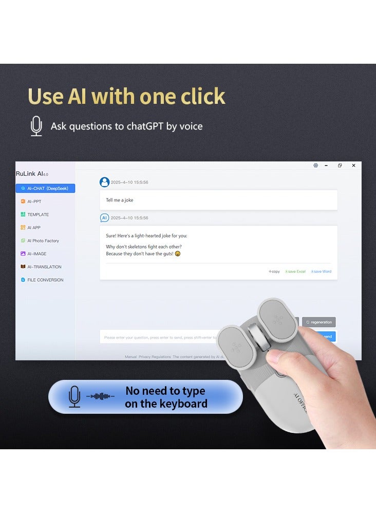 Luttec AI Wireless Mouse, 4000 Adjustable DPI, Multilingual Voice Typing & Translation, AI Chat Assistant, All-in-One AI Office Function, Universal for Desktop Laptop Mac All-in-One PC - Image 4