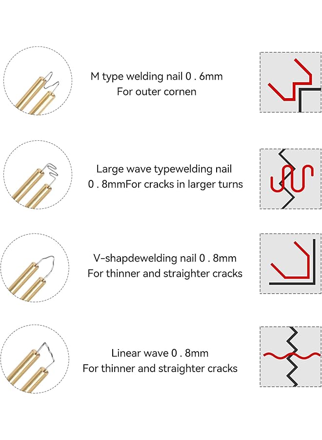 erorex Plastic Welding Machine Car Bumper Repair Kit With 200Pcs Staples And 5 Types Of Wave Staples Hot Stapler Plastic Welder Kit Plastic Repairing Kit For Repairing Crack Broken Plastic - Image 5
