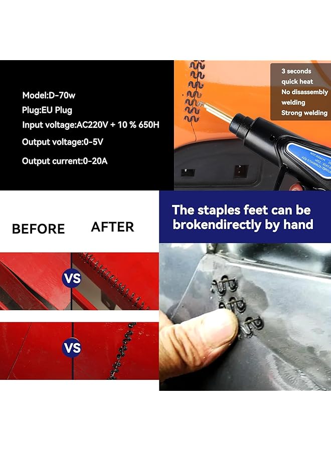 erorex Plastic Welding Machine Car Bumper Repair Kit With 200Pcs Staples And 5 Types Of Wave Staples Hot Stapler Plastic Welder Kit Plastic Repairing Kit For Repairing Crack Broken Plastic - Image 2