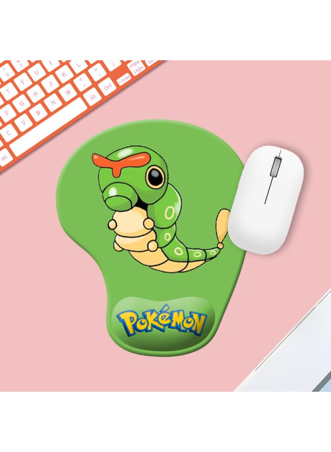 Comfortable Simple Cartoon Series Silicone Wrist Rest Mouse Pad Office Gaming Anti-slip Desk Mat Wrist Support Hand Rest Pad-Color:Color Map Opp Packaging-Pattern:HJN-012 Green Caterpillar  - Image 1