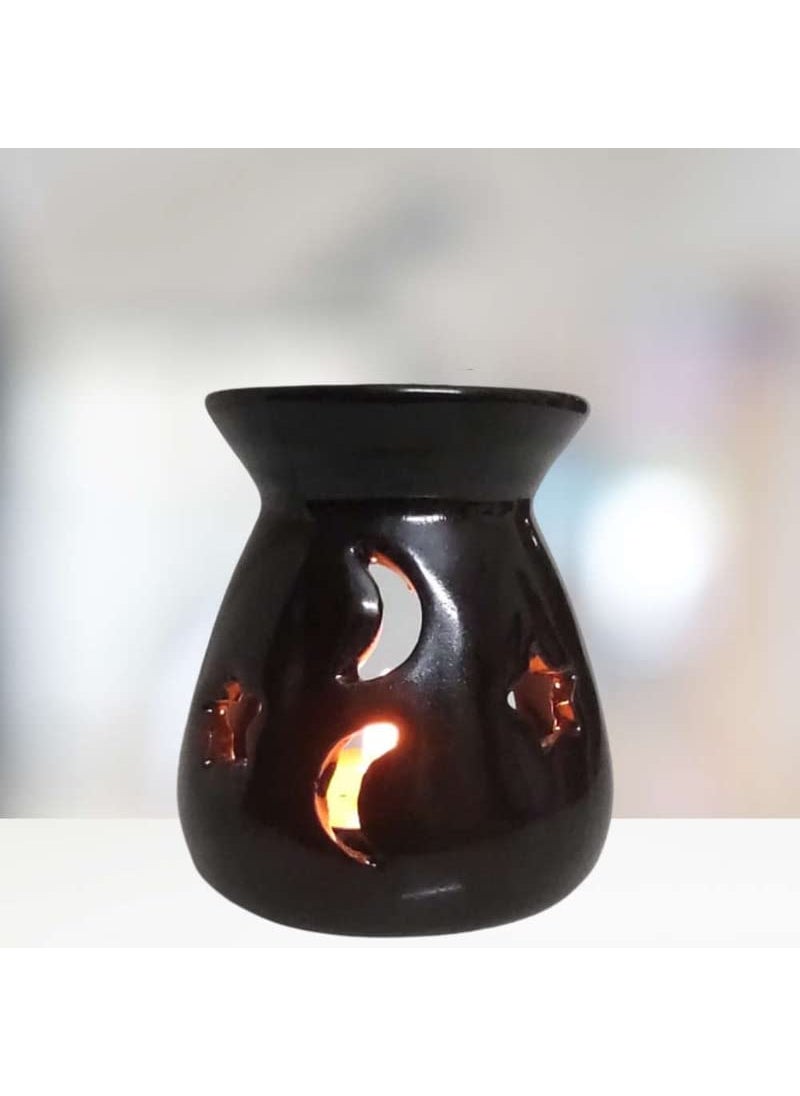 Gratus Naturals Gratus Naturals Moon Star Tea Light Oil Warmer with 2 Aroma Oils Magic Spell Lavender Mellow Ride Fruit Based Fragrance and 5 Tea Light Candle Combo Water Capacity 20ml  - Image 2