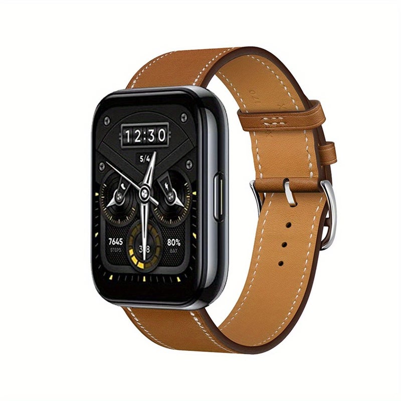 Realme Watch 3 Watch 2 Watch 2 Pro Leather Replacement Strap White Vintage Faux Leather Design Holiday Gift for Men Women - Image 1
