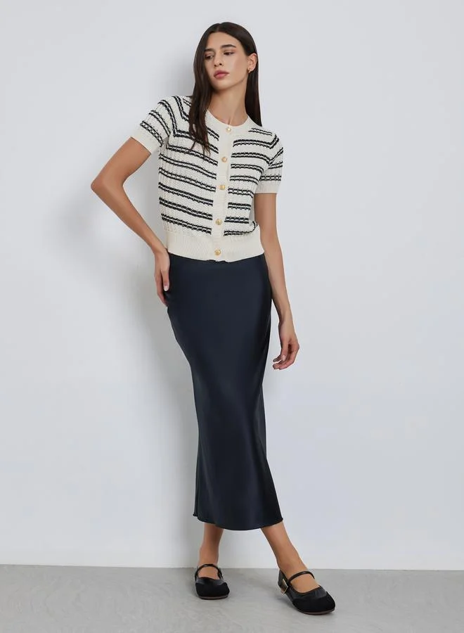 Take Two Take Two Striped Knit Buttoned Sweater