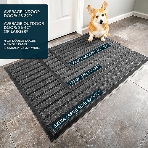 ubdyo Door Mat Outside Entrance - Dirt Trapping Outdoor Welcome Mats - Non-Slip Outdoor Indoor Entrance - Low Profile Front Doormat (30" x 17", Bright Grey) - Image 3