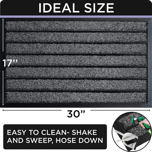 ubdyo Door Mat Outside Entrance - Dirt Trapping Outdoor Welcome Mats - Non-Slip Outdoor Indoor Entrance - Low Profile Front Doormat (30" x 17", Bright Grey) - Image 2