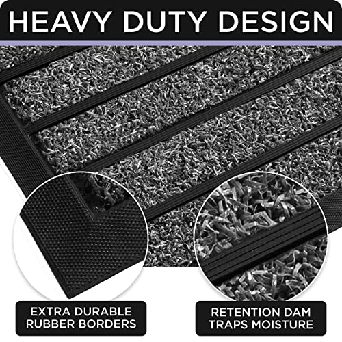 ubdyo Door Mat Outside Entrance - Dirt Trapping Outdoor Welcome Mats - Non-Slip Outdoor Indoor Entrance - Low Profile Front Doormat (30" x 17", Bright Grey) - Image 4