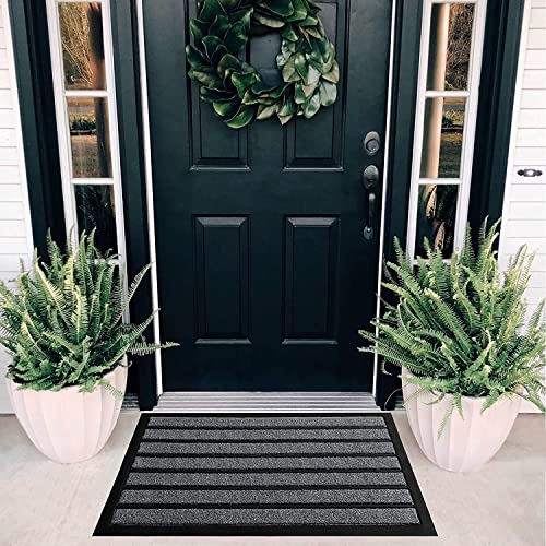 ubdyo Door Mat Outside Entrance - Dirt Trapping Outdoor Welcome Mats - Non-Slip Outdoor Indoor Entrance - Low Profile Front Doormat (30" x 17", Bright Grey) - Image 5