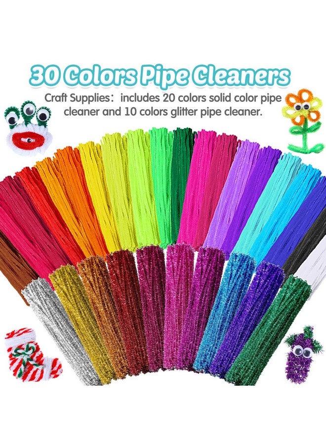 Leitee 2500 Pcs Pipe Cleaners Googly Eyes Kit 2000 Soft Chenille Stems 500 Wiggle Eyes DIY Creative Crafts and Arts Supply for Kids Classroom Crafting Project Christmas Decoration (Glitter Multicolor) - Image 3