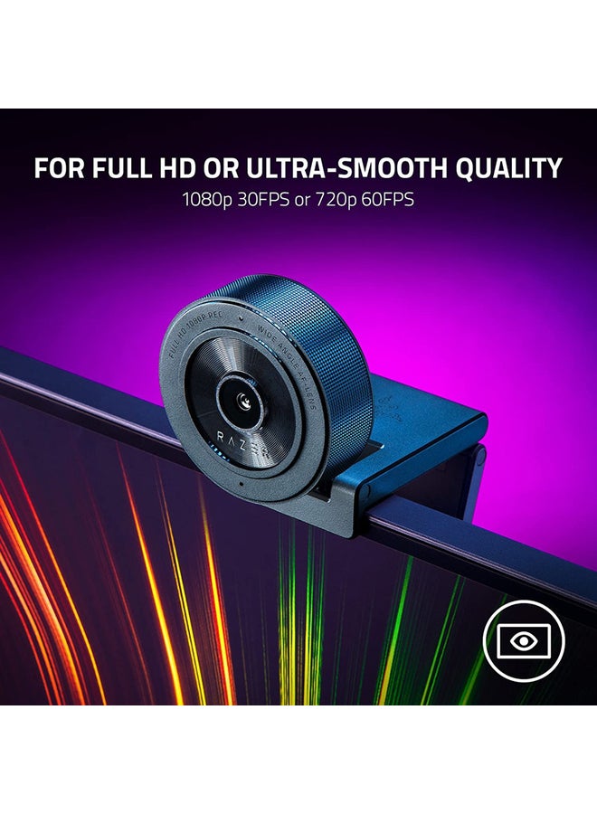 Razer Kiyo X Full HD Streaming Webcam: 1080p 30FPS or 720p 60FPS - Equipped with Auto Focus - Fully Customizable Settings - Flexible Mounting Options - Compact & Portable - Plug & Play - Black I RZ19-04170100-R3M1 - Image 2