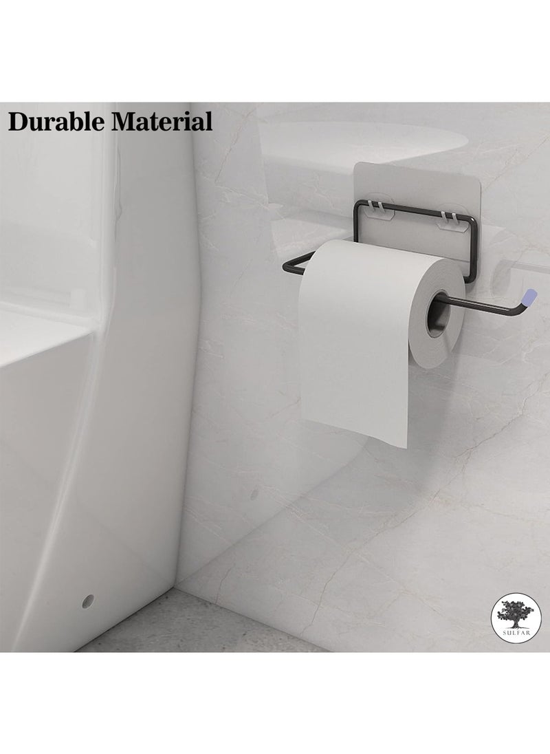 sulfar - MS Self Adhesive Steel Toilet Paper Stand Tissue Roll Hanger for Bathroom (Black) Pack of 1 - Image 1