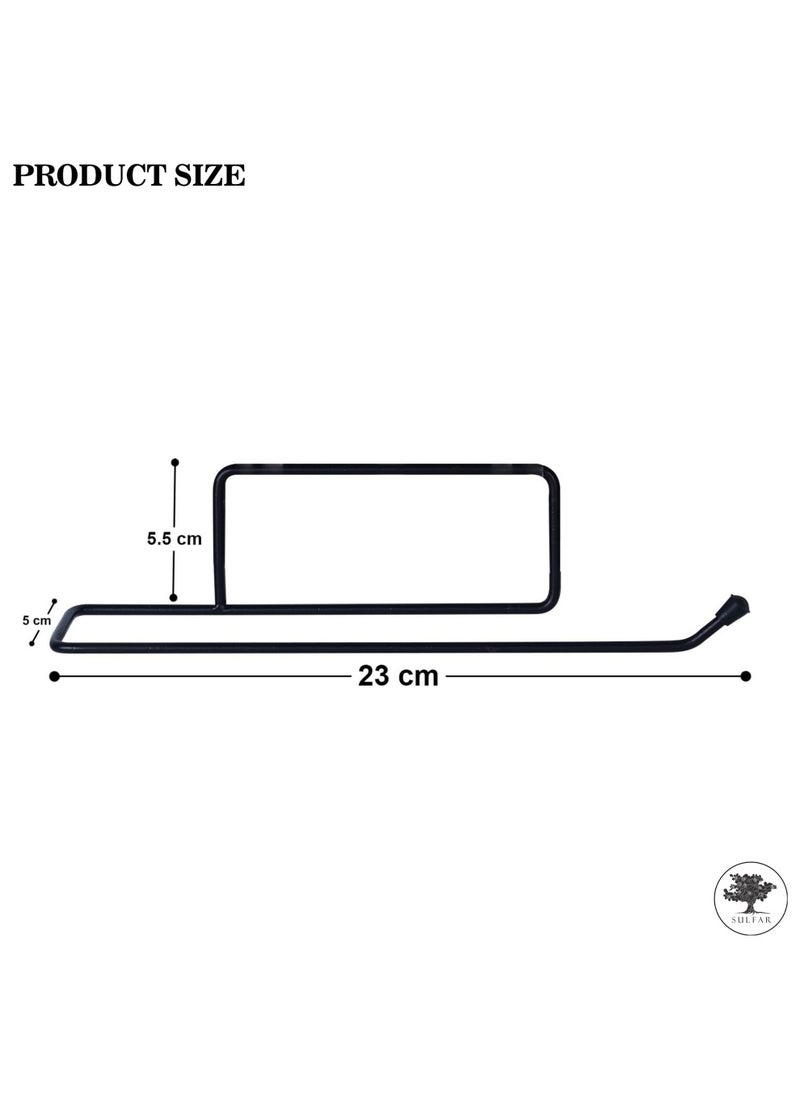 sulfar - MS Self Adhesive Steel Toilet Paper Stand Tissue Roll Hanger for Bathroom (Black) Pack of 1 - Image 1