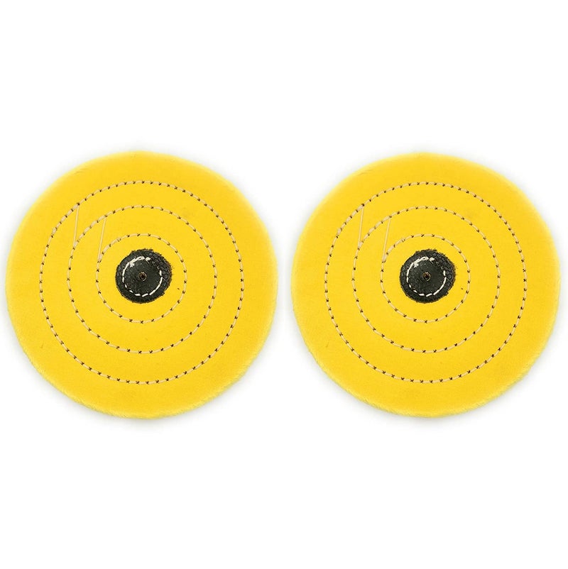 Ceznek Polishing White Yellow Muslin Cloth Buff 6 x50 Folds Stitched Buffing Wheel Leather Hub Kit of 4 to Polish Buff GoldSilverOther Metal for JewelleryHobby Craft for Bench Grinder - Image 2