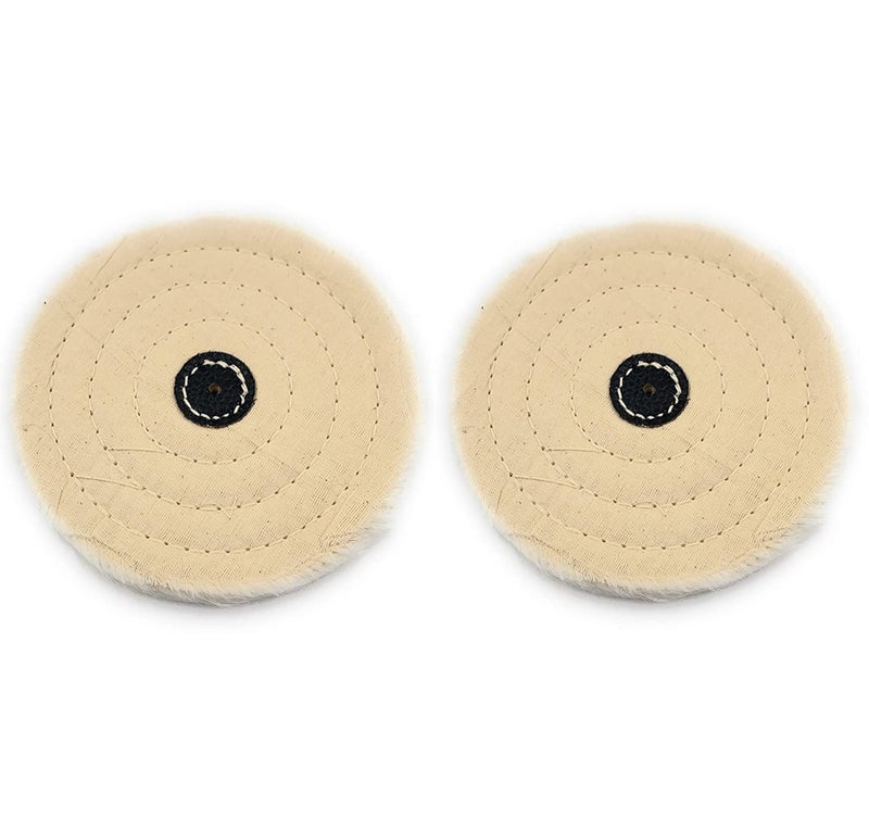 Ceznek Polishing White Yellow Muslin Cloth Buff 6 x50 Folds Stitched Buffing Wheel Leather Hub Kit of 4 to Polish Buff GoldSilverOther Metal for JewelleryHobby Craft for Bench Grinder - Image 3