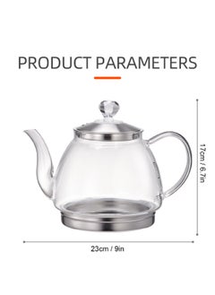 LOOPITYS 1200MLInduction Cooker Special Glass Teapot, Heat Resistant Borosilicate Glass Teapot With Stainless Steel Inner Filter,tea Kettle Stovetop Clear Glass Flower Teapot  - Image 3
