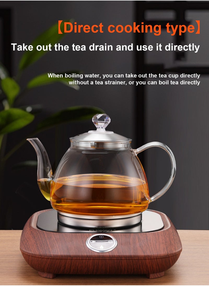 LOOPITYS 1200MLInduction Cooker Special Glass Teapot, Heat Resistant Borosilicate Glass Teapot With Stainless Steel Inner Filter,tea Kettle Stovetop Clear Glass Flower Teapot  - Image 5