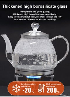LOOPITYS 1200MLInduction Cooker Special Glass Teapot, Heat Resistant Borosilicate Glass Teapot With Stainless Steel Inner Filter,tea Kettle Stovetop Clear Glass Flower Teapot  - Image 4