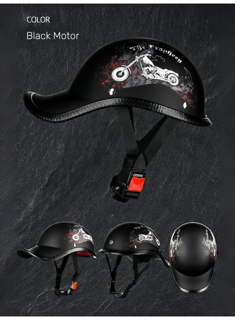 Cap Style Half Face Motorcycle Helmet, Lightweight Protective Riding Helmet - Image 2