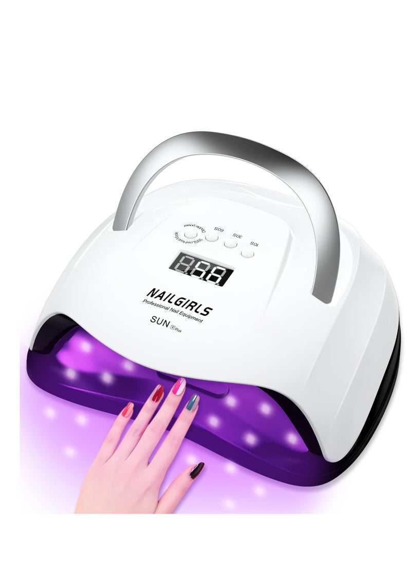 NAILGIRLS مصباح أظافر LED UV من Nailgirls بقوة 168 وات سريع الأشعة فوق البنفسجية لطلاء الأظافر الجل مع 4 إعدادات مؤقتة ومستشعر تلقائي ومجفف أظافر جل LED للاستخدام في صالونات الأظافر المنزلية وأداة فن الأظافر - Image 1
