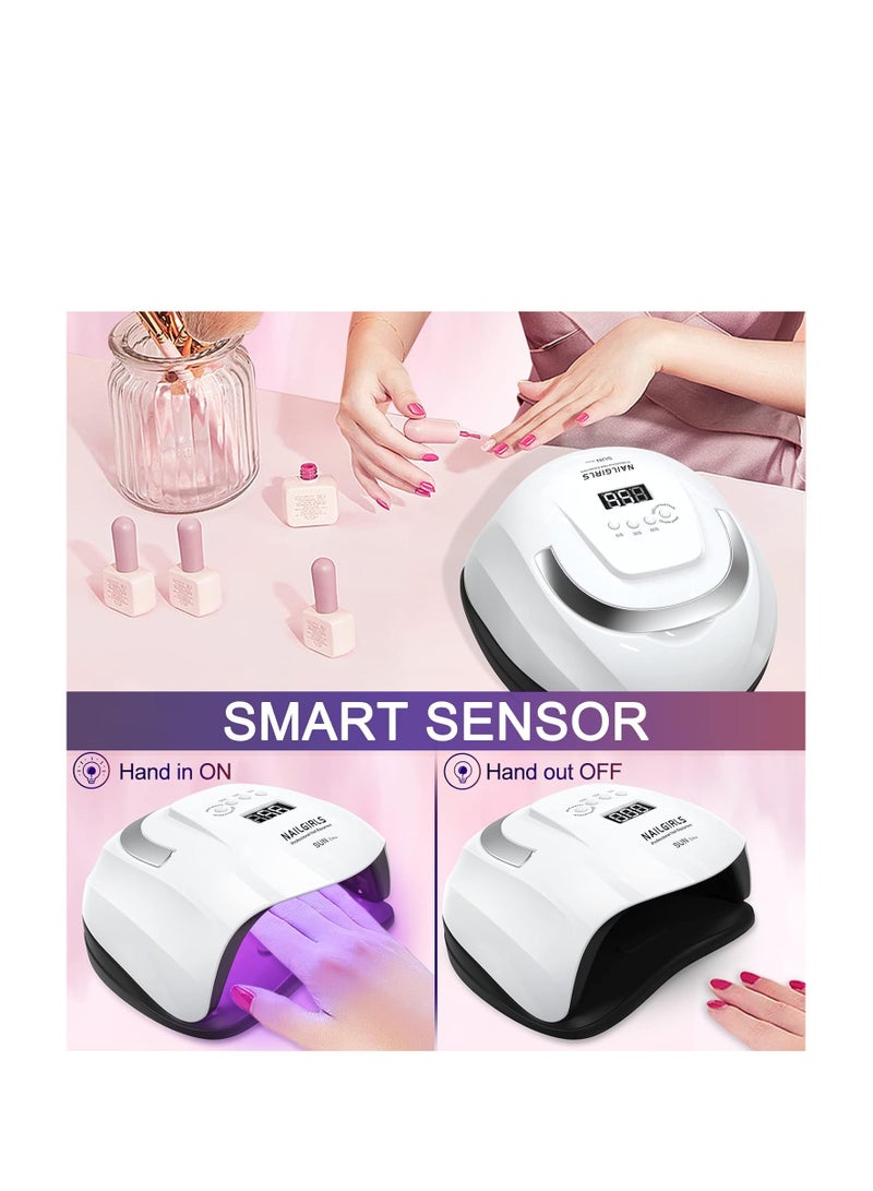 NAILGIRLS مصباح أظافر LED UV من Nailgirls بقوة 168 وات سريع الأشعة فوق البنفسجية لطلاء الأظافر الجل مع 4 إعدادات مؤقتة ومستشعر تلقائي ومجفف أظافر جل LED للاستخدام في صالونات الأظافر المنزلية وأداة فن الأظافر - Image 5