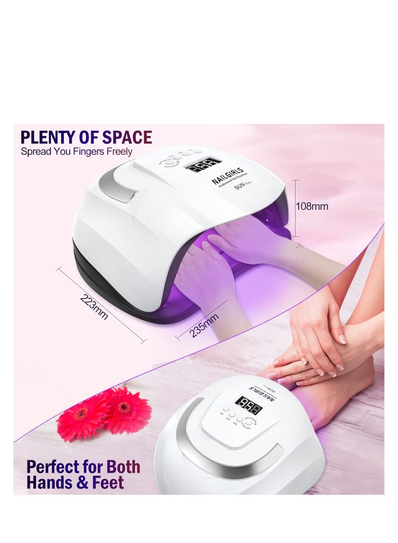 NAILGIRLS مصباح أظافر LED UV من Nailgirls بقوة 168 وات سريع الأشعة فوق البنفسجية لطلاء الأظافر الجل مع 4 إعدادات مؤقتة ومستشعر تلقائي ومجفف أظافر جل LED للاستخدام في صالونات الأظافر المنزلية وأداة فن الأظافر - Image 3