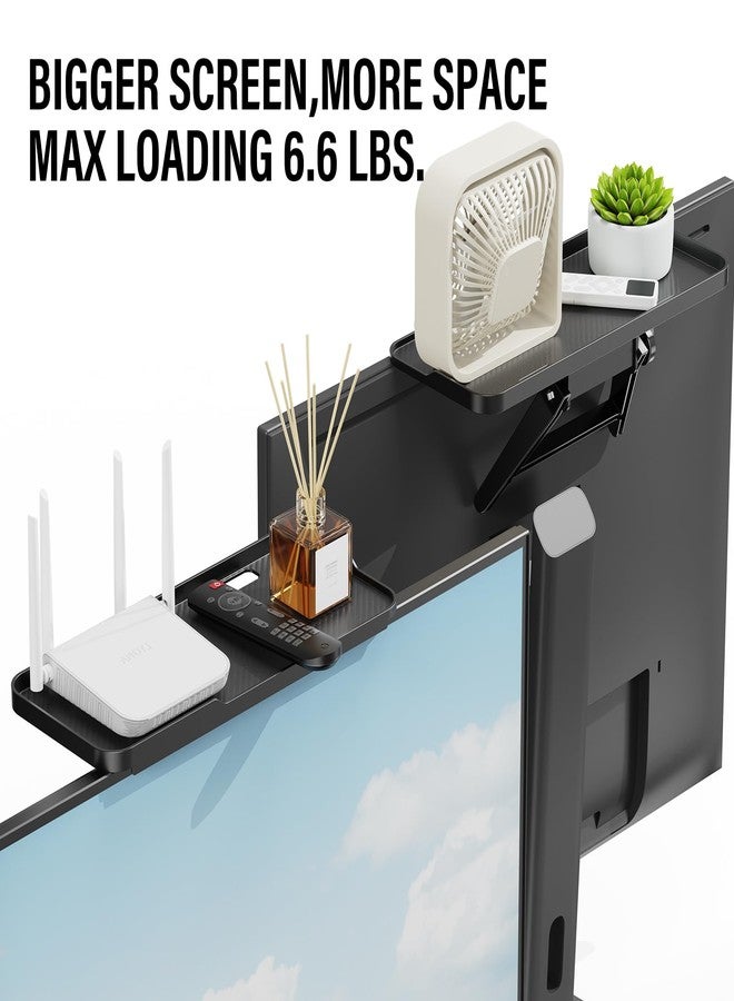 CABTE 2 Pcs TV Top Shelf- Adjustable Monitor Screen Shelf, TV Top Storage Bracket Computer Screen Shelf for Soundbar, Media Boxes, Game Console, Router and Home,11.8 x 4.9in - Image 3