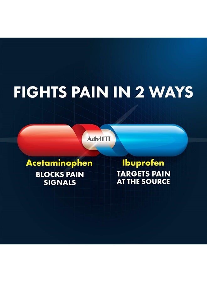 Advil Dual Action With Acetaminophen And Ibuprofen (2 Dose Equivalent) For 8 Hour Pain Relief, Coated 144 Ct Caplets And 2 Ct. Sample Of Advil PM - Image 2