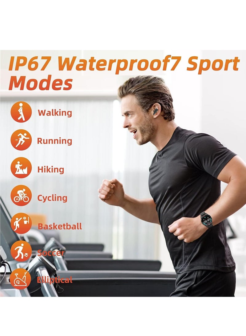 SOLARAE Smart Watch with Earbuds, 2 in-1 Smart Watch for iPhone Compatible, Blood Pressure Watch Pro for Men, IP X7 Waterproof Fitness Tracker MP3, Voice Recorder, Heart Rate Sleep Monitor, Long Time Standby - Image 3