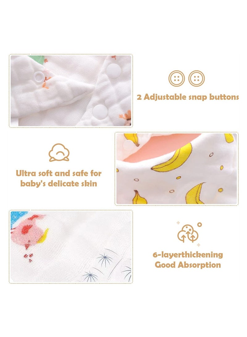 SYOSI Baby Bandana Drool Bibs Burp Cloths Muslin Soft And Absorbent Unisex Teething Triangle Scarf 5 Packs - Image 4